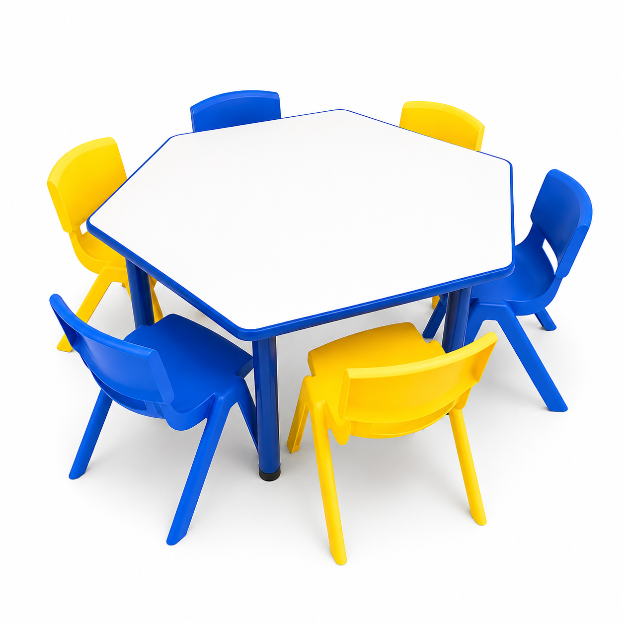 Conjunto Infantil Didáctico con Mesa Hexagonal y Sillas de Polipropileno